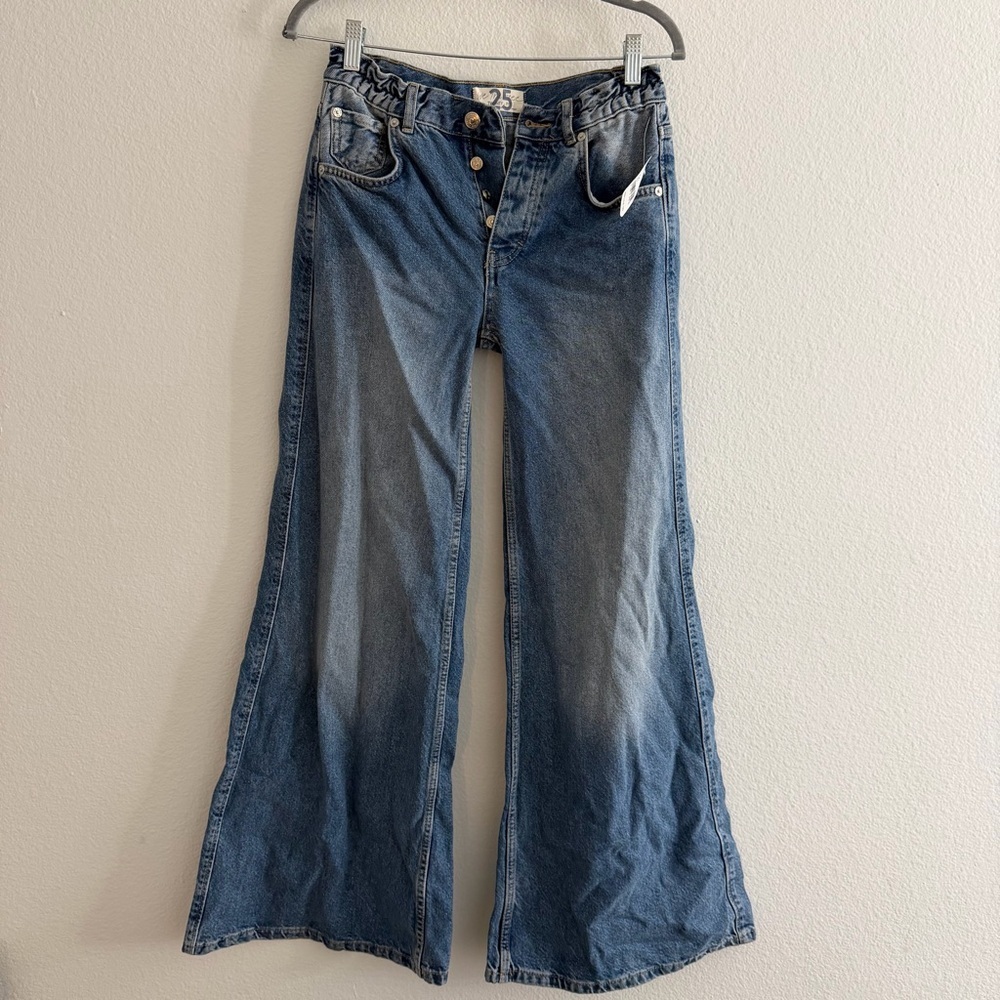 Free People FP We The Free Women’s Wide Leg Buttoned Fly Flare Jeans Size 25 NWT